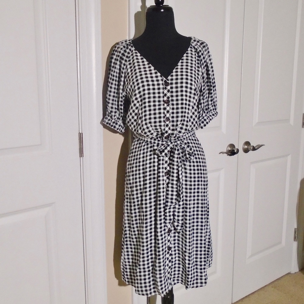 ANN TAYLOR NWT Gingham Belted Shirtdress 8P - Picture 4 of 9